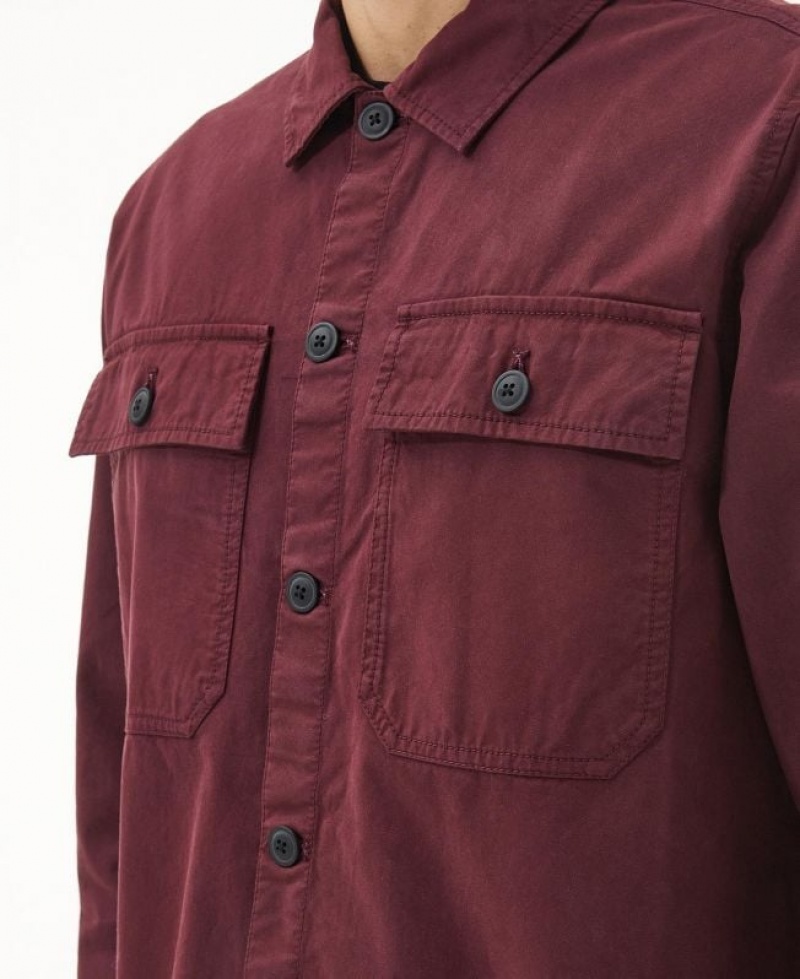 Burgundy Men Barbour International Adey Overshirt | US-7425XYOCW