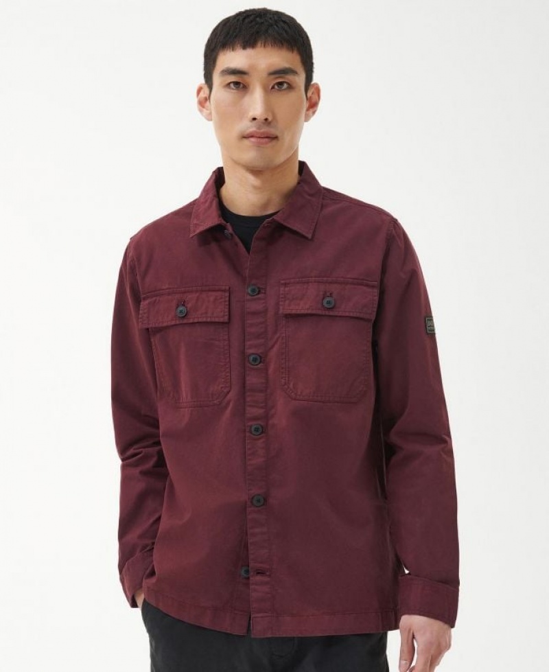 Burgundy Men Barbour International Adey Overshirt | US-7425XYOCW