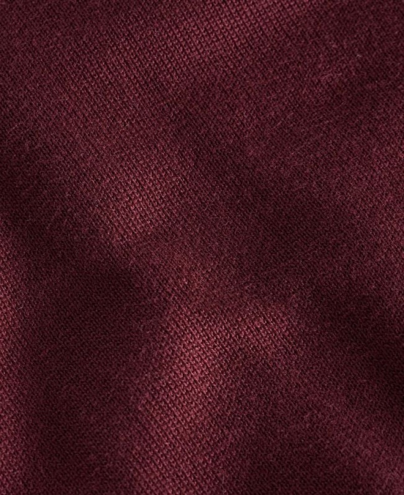 Burgundy Men Barbour International Cotton Crew Neck Sweater | US-7596ORVPZ