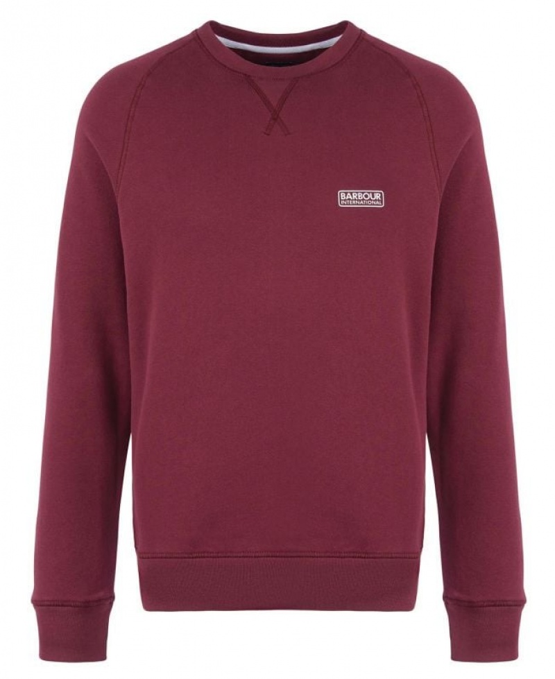 Burgundy Men Barbour International Essential Crew Sweatshirt | US-9237HWTNF