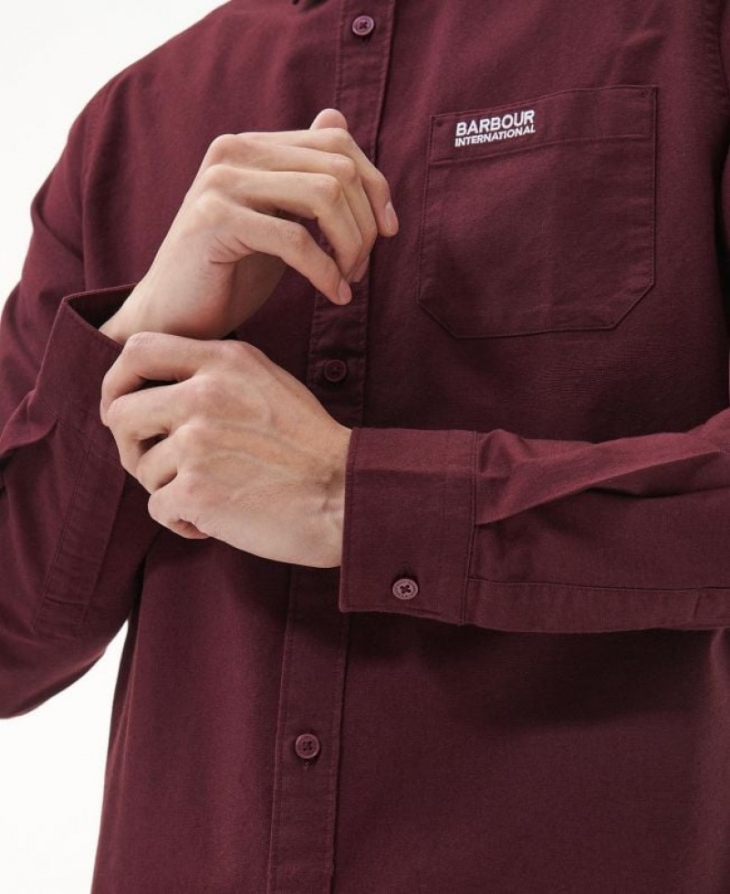 Burgundy Men Barbour International Kinetic Tailored Shirts | US-5734CYADB