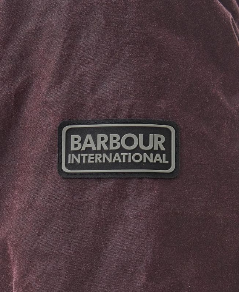 Burgundy Men Barbour International Lutron Harrington Waxed Jacket | US-3526MZUXC