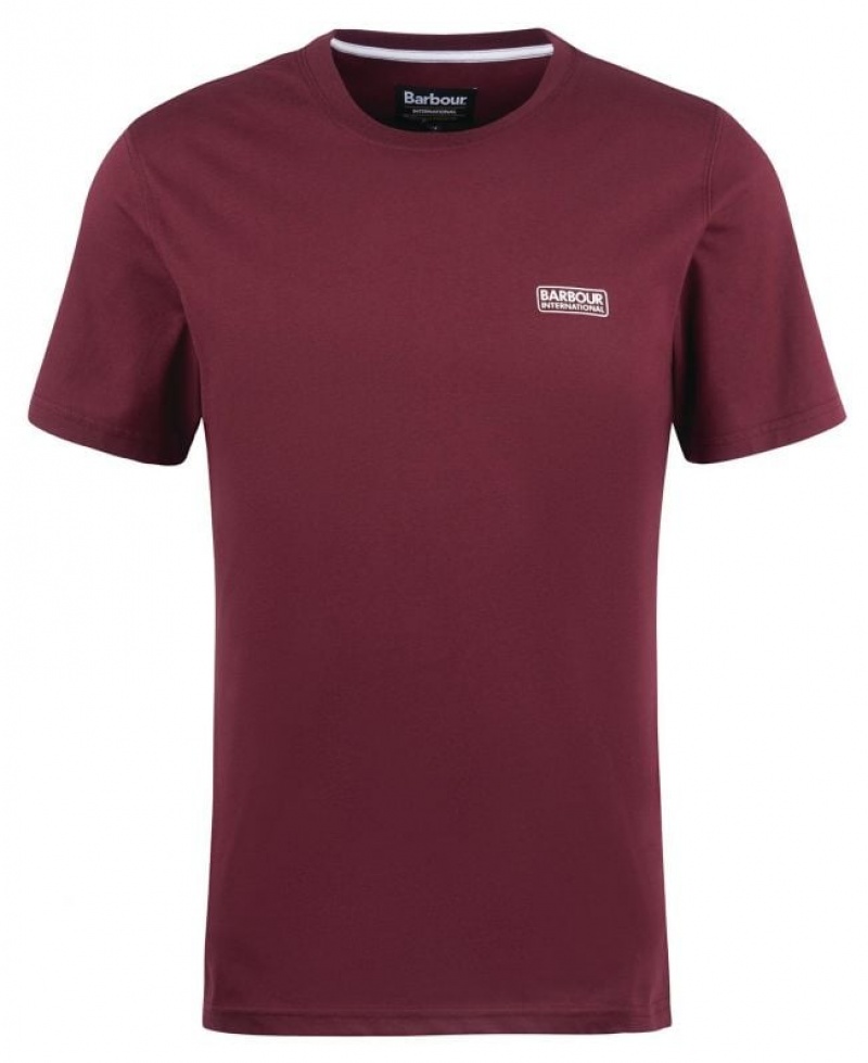 Burgundy Men Barbour International Small Logo T-Shirts | US-8409UWSQD