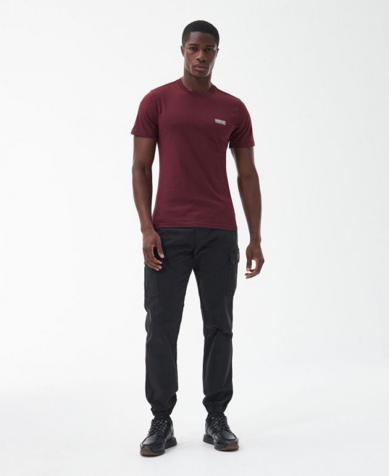 Burgundy Men Barbour International Small Logo T-Shirts | US-8409UWSQD