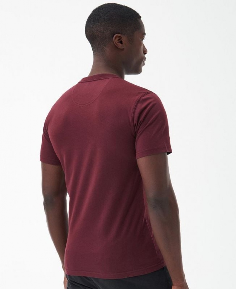 Burgundy Men Barbour International Small Logo T-Shirts | US-8409UWSQD