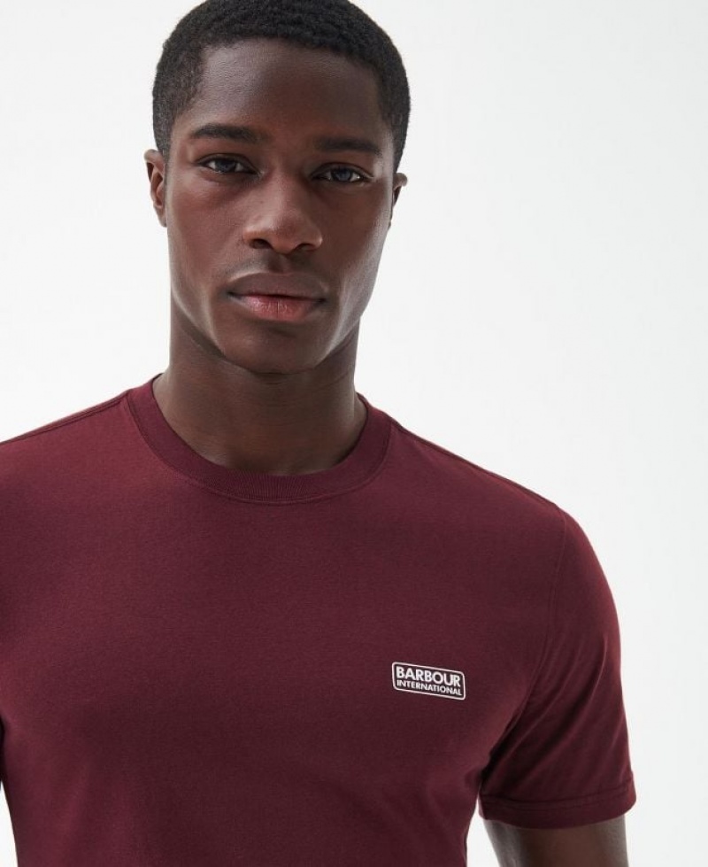 Burgundy Men Barbour International Small Logo T-Shirts | US-8409UWSQD