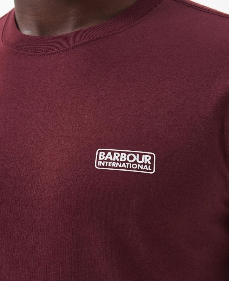 Burgundy Men Barbour International Small Logo T-Shirts | US-8409UWSQD