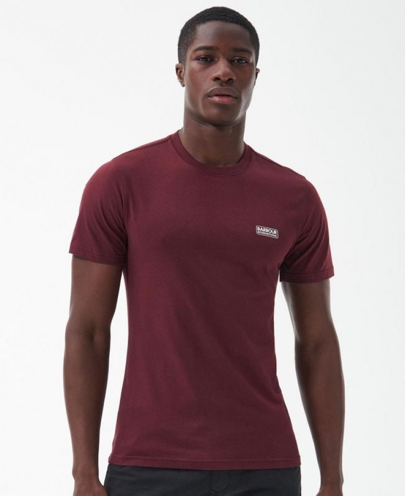 Burgundy Men Barbour International Small Logo T-Shirts | US-8409UWSQD