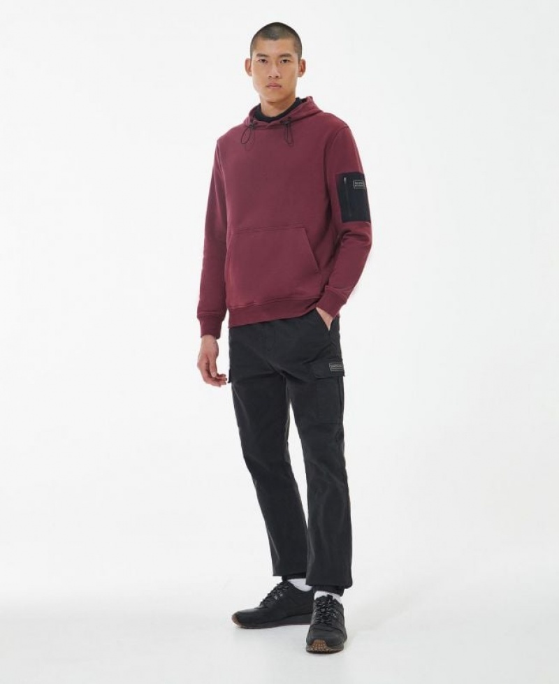 Burgundy Men Barbour International Tempo Hoodie | US-3954EXOLH