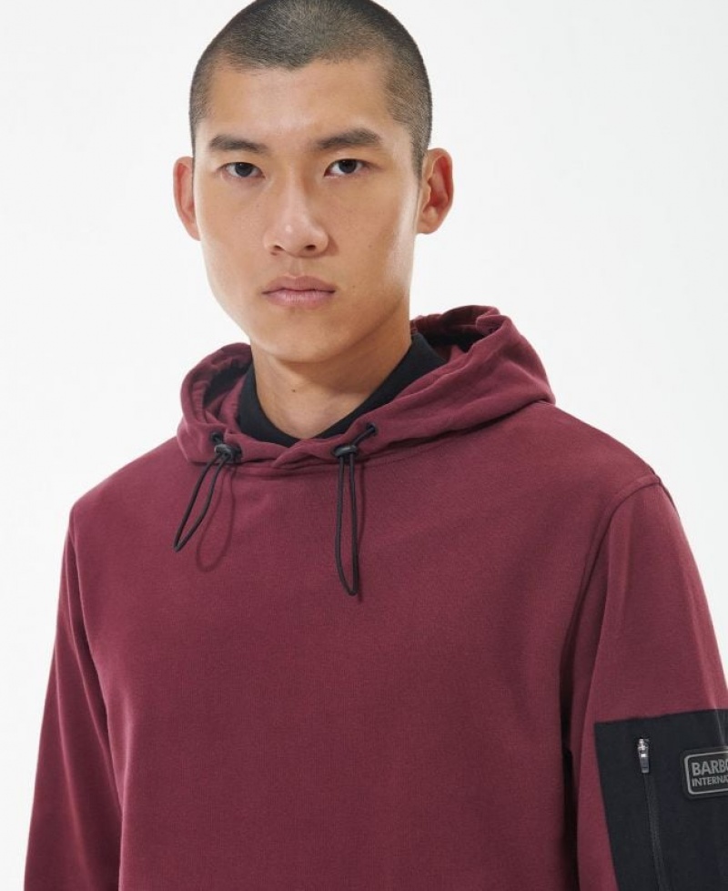 Burgundy Men Barbour International Tempo Hoodie | US-3954EXOLH