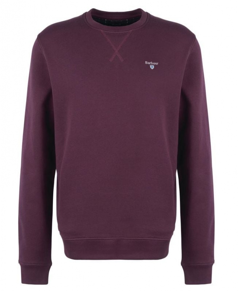 Burgundy Men Barbour Ridsdale Crew-Neck Sweatshirt | US-9537UKRFI