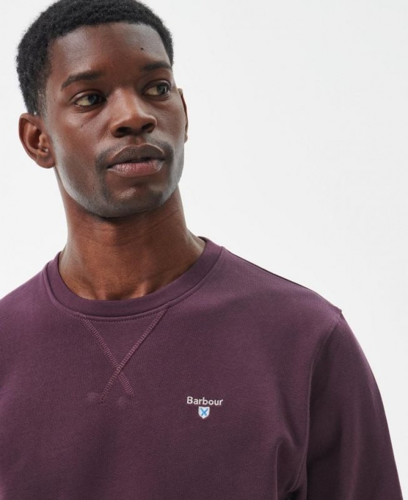 Burgundy Men Barbour Ridsdale Crew-Neck Sweatshirt | US-9537UKRFI