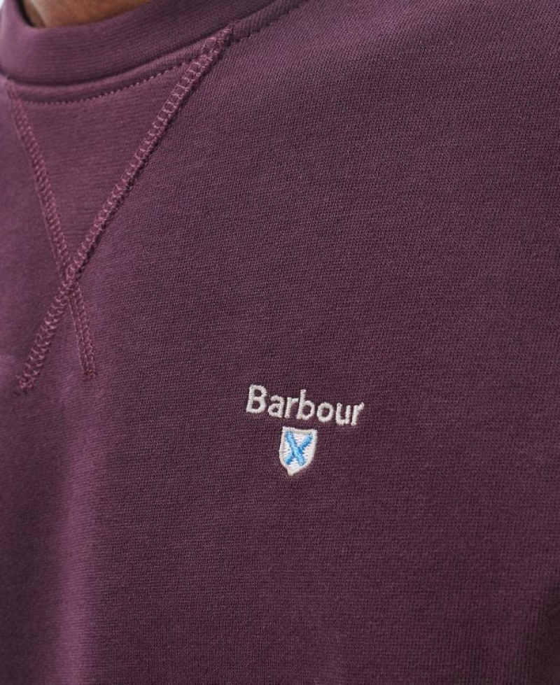 Burgundy Men Barbour Ridsdale Crew-Neck Sweatshirt | US-9537UKRFI