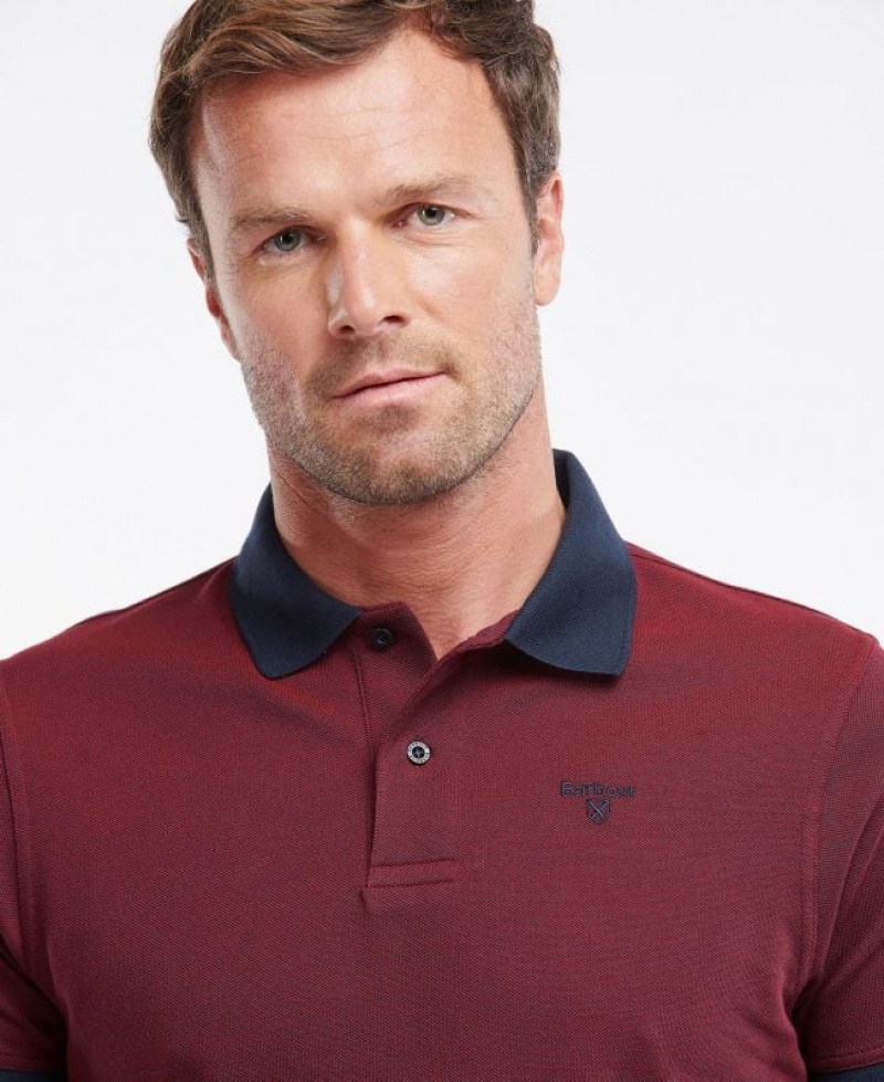 Burgundy Men Barbour Sports Mix Polo Shirt | US-0574TEUWH