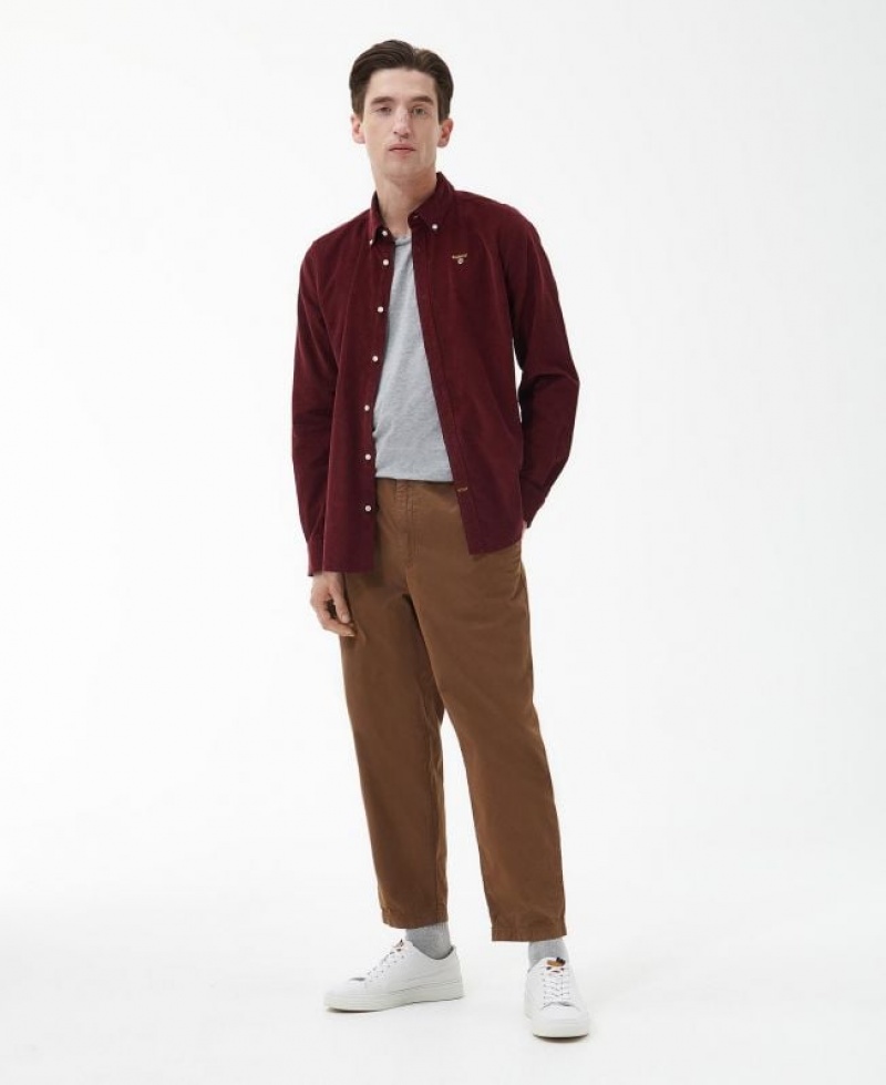 Burgundy Men Barbour Yaleside Tailored Shirts | US-7329QDJSF