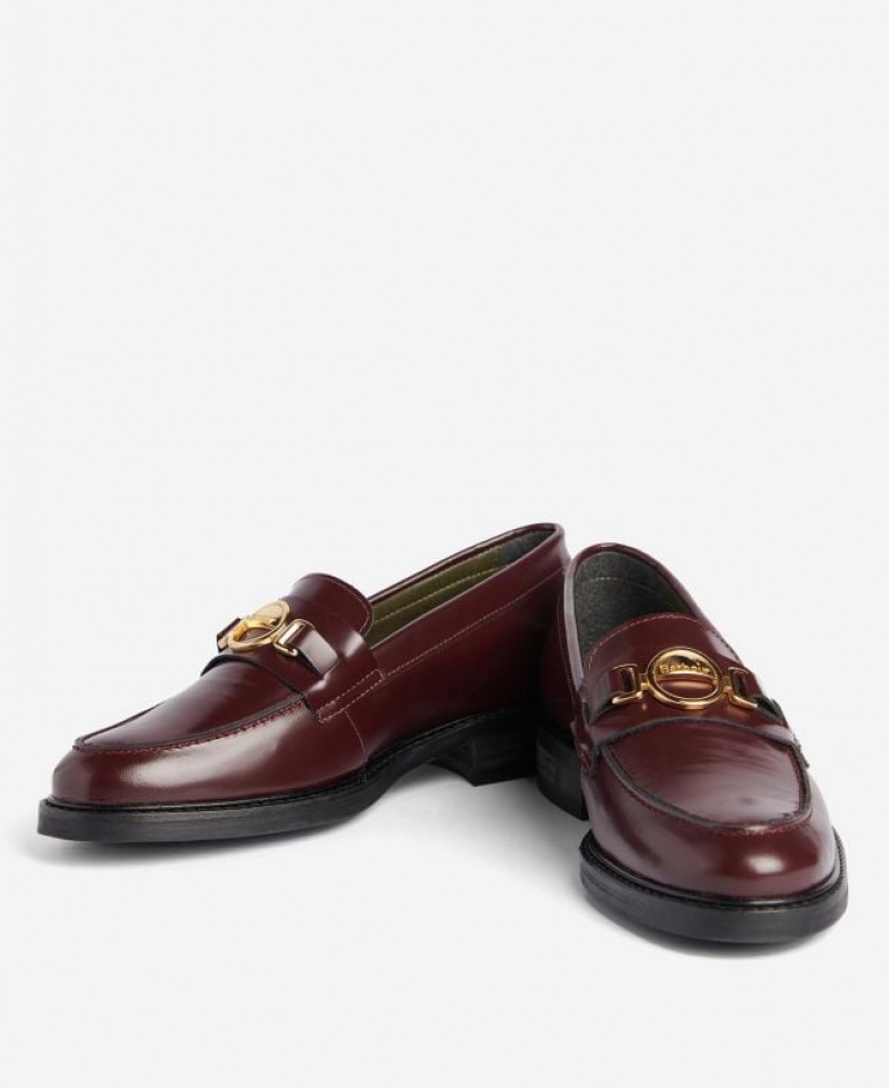 Burgundy Women Barbour Barbury Loafers | US-0163KGHIW