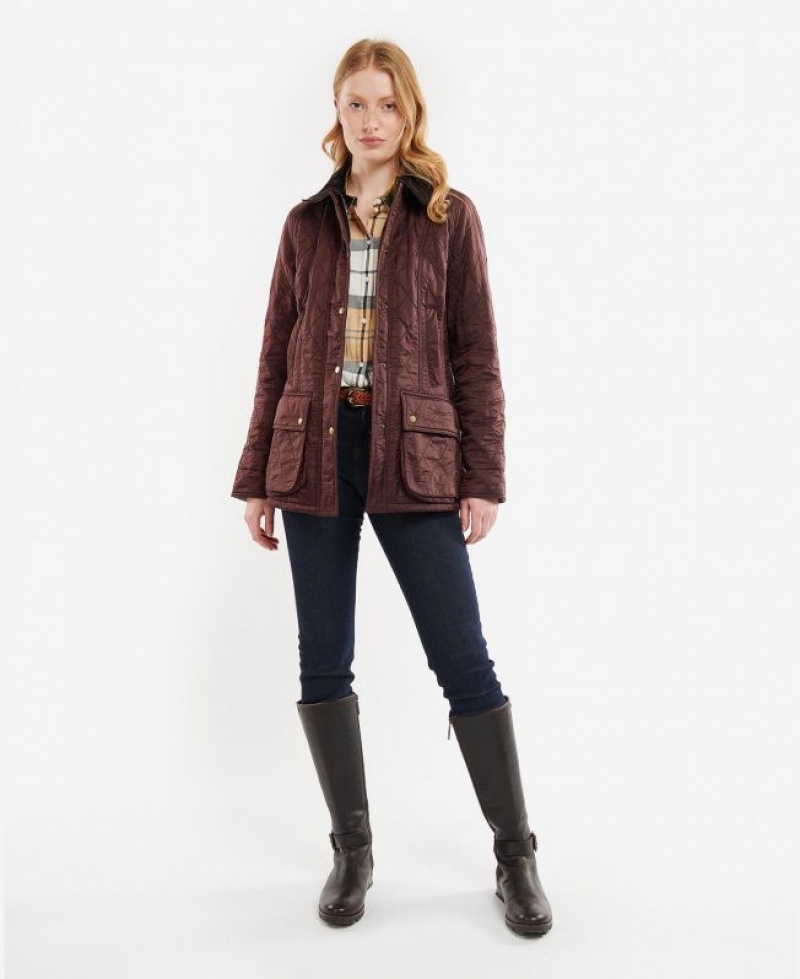 Burgundy Women Barbour Beadnell Polarquilt Quilted Jacket | US-8462MQCHV