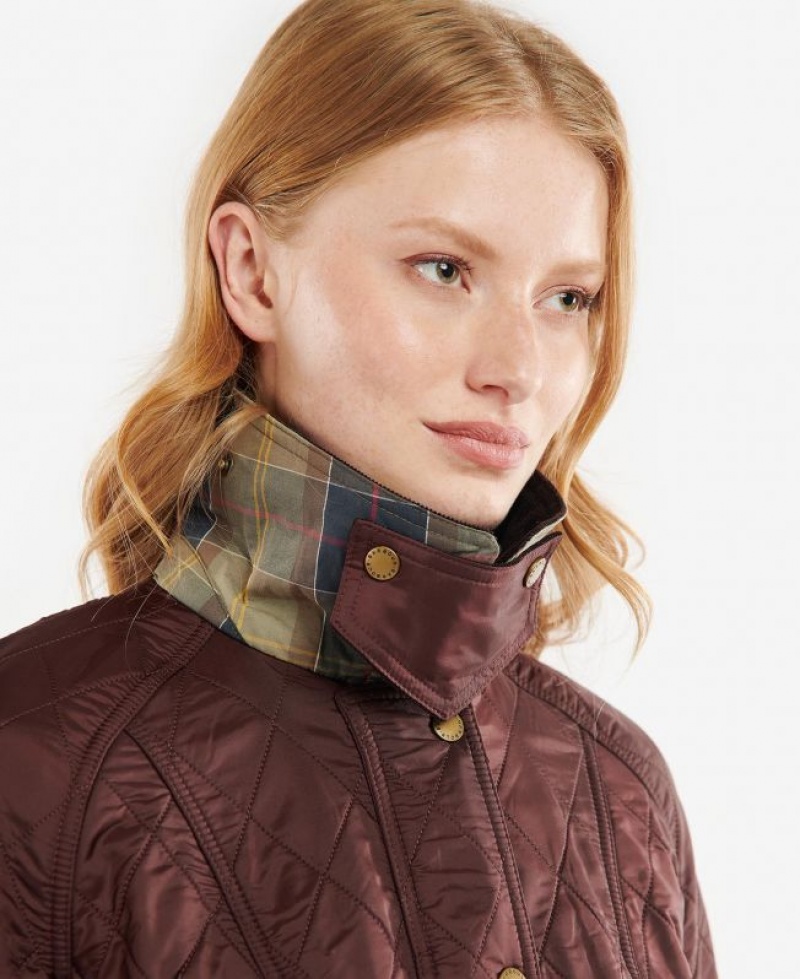 Burgundy Women Barbour Beadnell Polarquilt Quilted Jacket | US-8462MQCHV