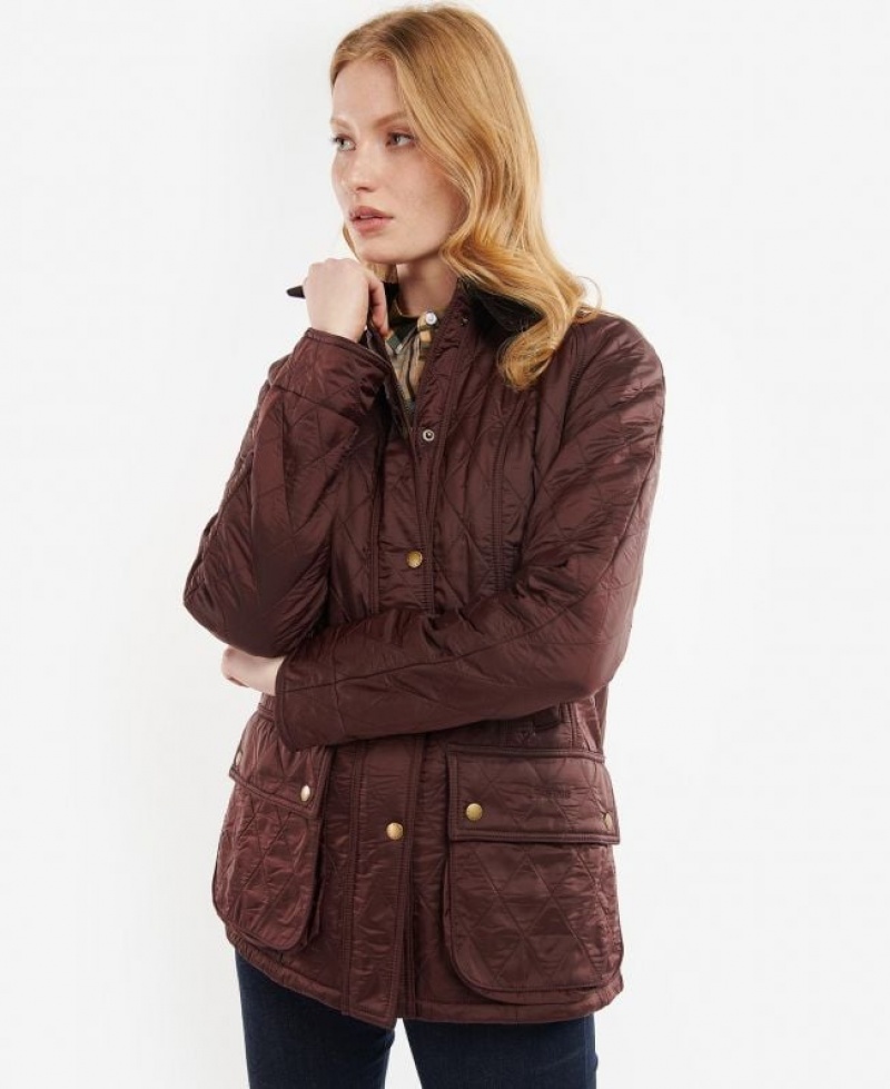 Burgundy Women Barbour Beadnell Polarquilt Quilted Jacket | US-8462MQCHV