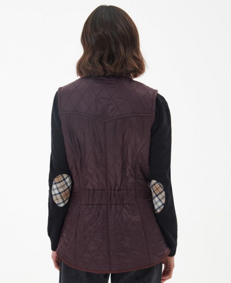 Burgundy Women Barbour Cavalry Vest | US-3782ZEKDJ