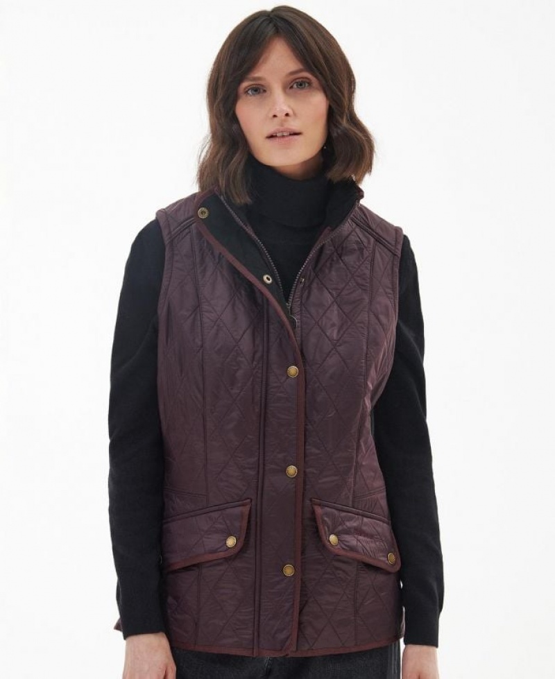 Burgundy Women Barbour Cavalry Vest | US-3782ZEKDJ