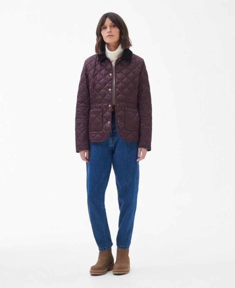 Burgundy Women Barbour Deveron Quilted Jacket | US-4096PWGHU