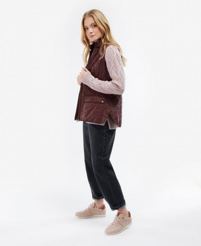 Burgundy Women Barbour Wray Vest | US-5403XOJNB