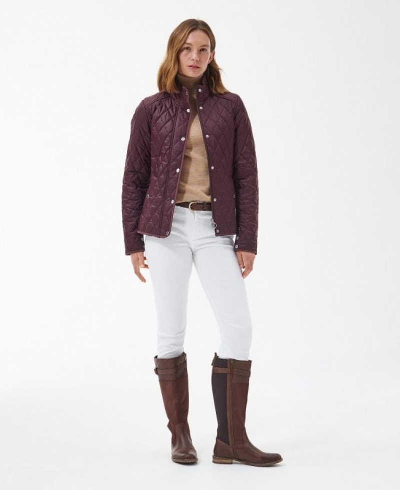 Burgundy Women Barbour Yarrow Quilted Jacket | US-3417TGRKS