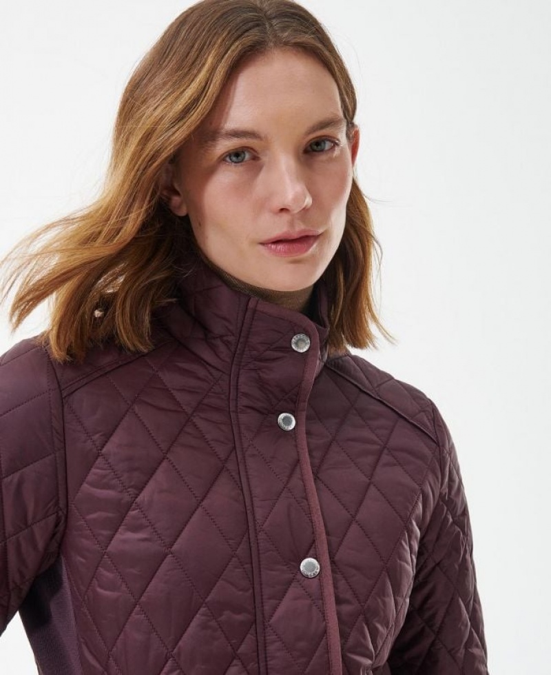 Burgundy Women Barbour Yarrow Quilted Jacket | US-3417TGRKS