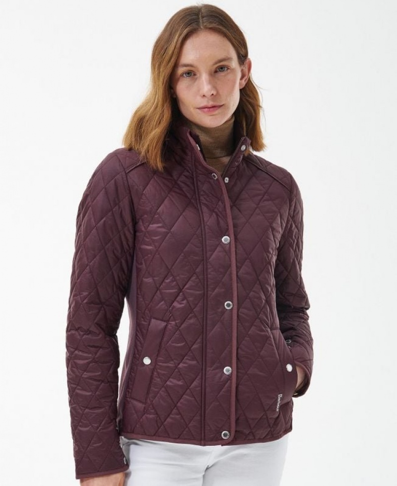 Burgundy Women Barbour Yarrow Quilted Jacket | US-3417TGRKS