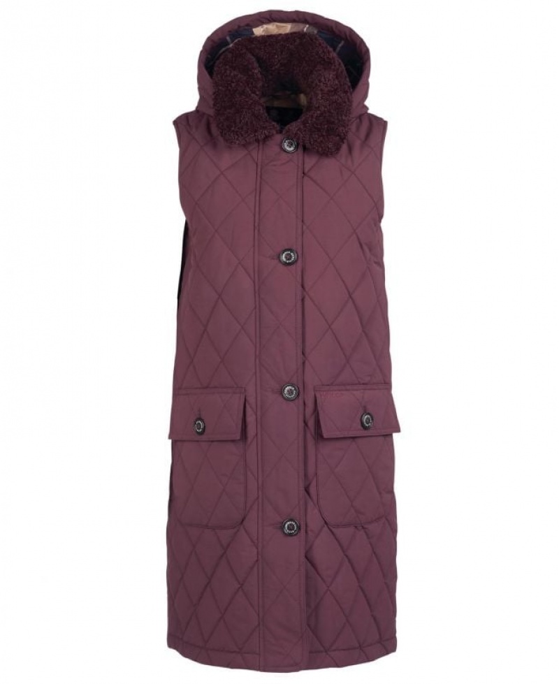 Burgundy Women Barbour Zander Vest | US-1579QCMAO