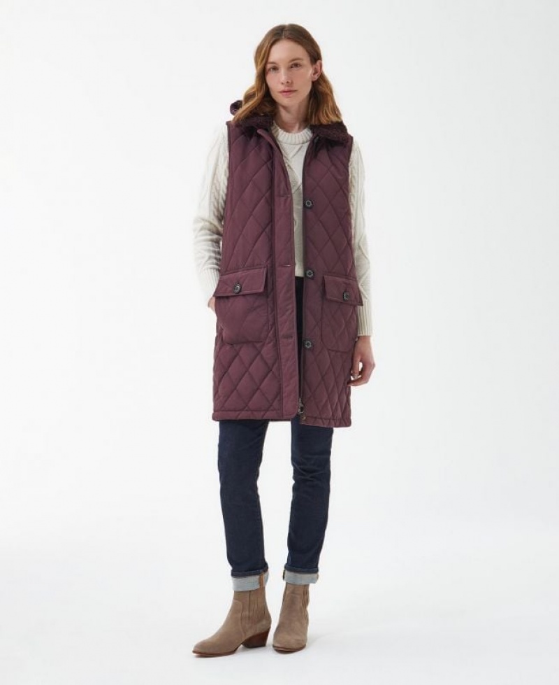 Burgundy Women Barbour Zander Vest | US-1579QCMAO