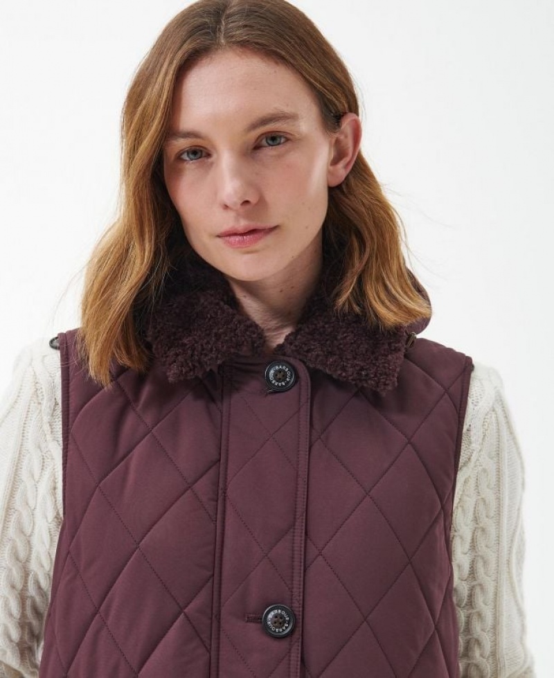 Burgundy Women Barbour Zander Vest | US-1579QCMAO