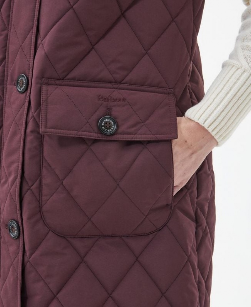 Burgundy Women Barbour Zander Vest | US-1579QCMAO