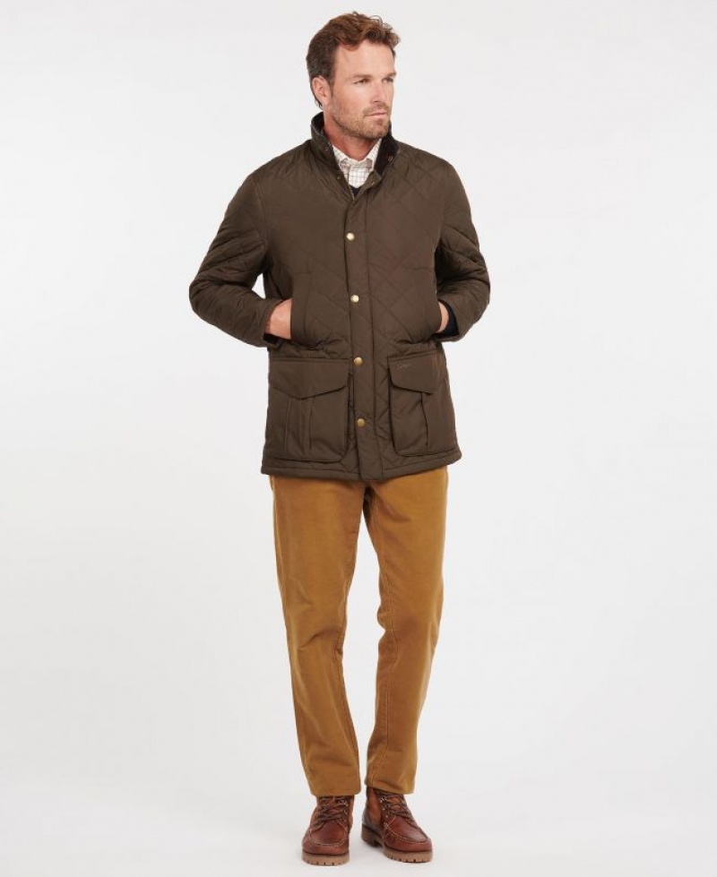 Chocolate Men Barbour Devon Quilted Jacket | US-1072PFQZV