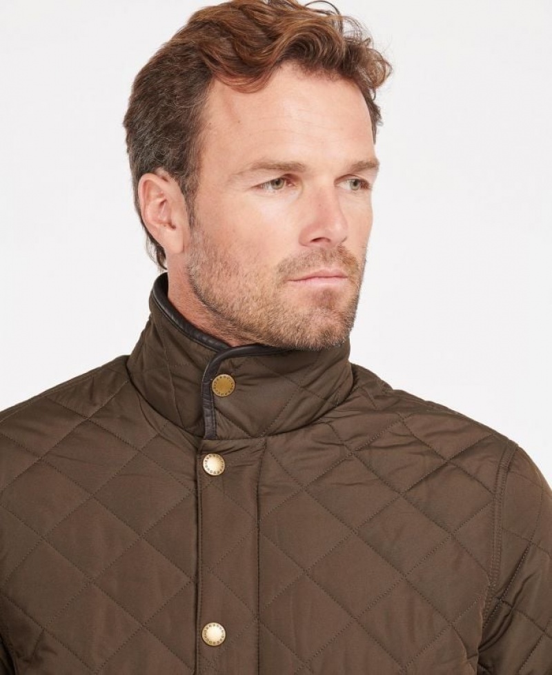 Chocolate Men Barbour Devon Quilted Jacket | US-1072PFQZV