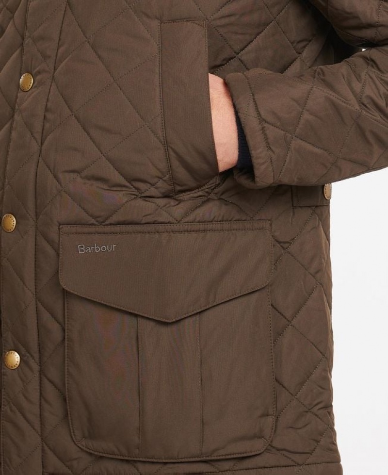 Chocolate Men Barbour Devon Quilted Jacket | US-1072PFQZV