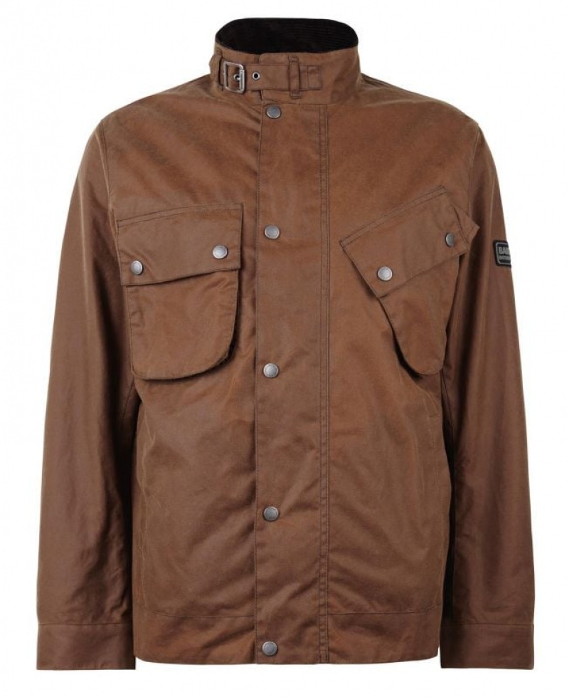 Chocolate Men Barbour International Cormer Waxed Jacket | US-1975CGOHW