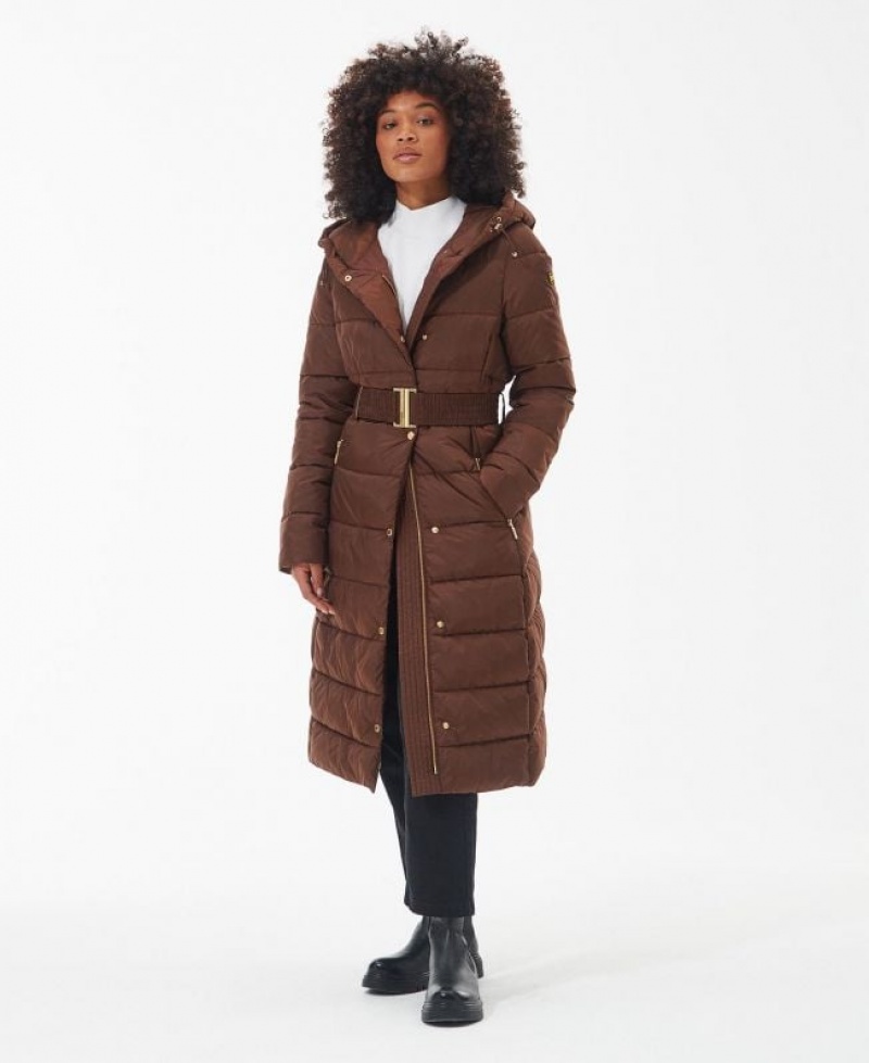 Chocolate Women Barbour International Track Line Quilted Jacket | US-8465NKZTY