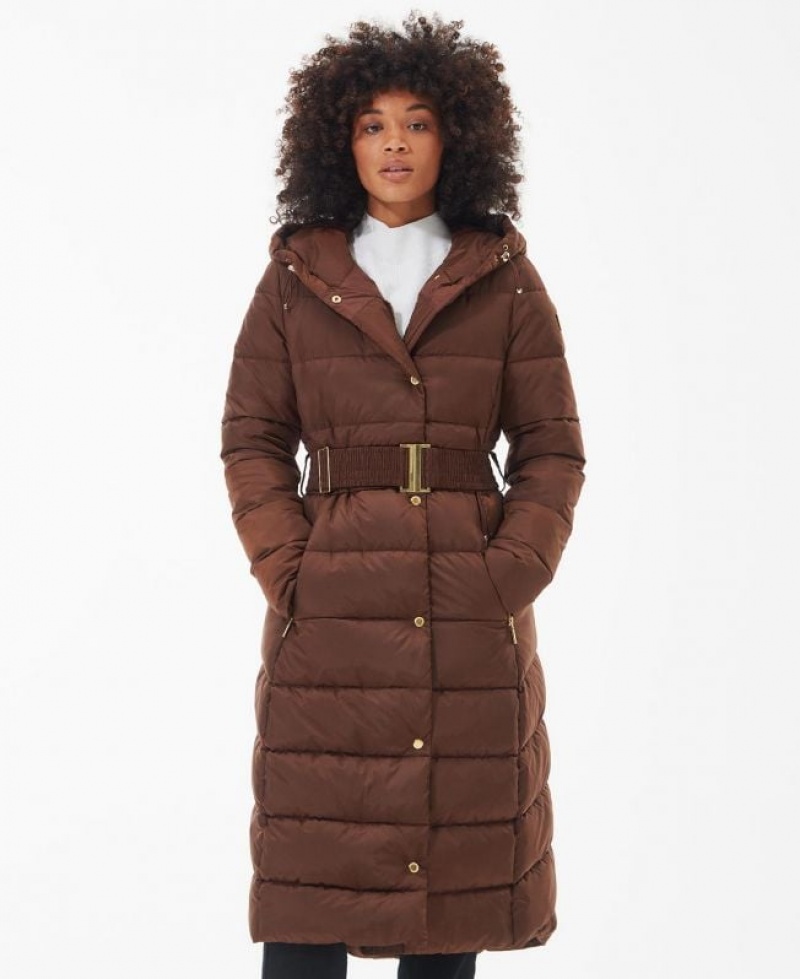 Chocolate Women Barbour International Track Line Quilted Jacket | US-8465NKZTY