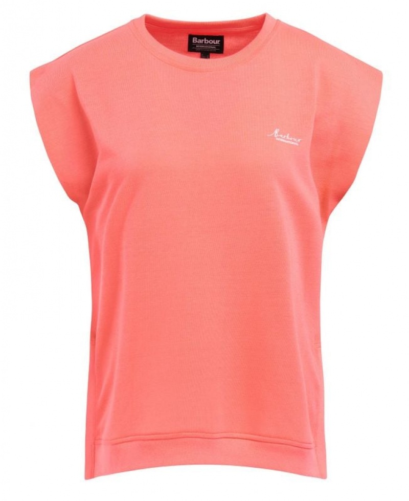 Coral Women Barbour International Sanderson T-Shirts | US-1473IKQGL