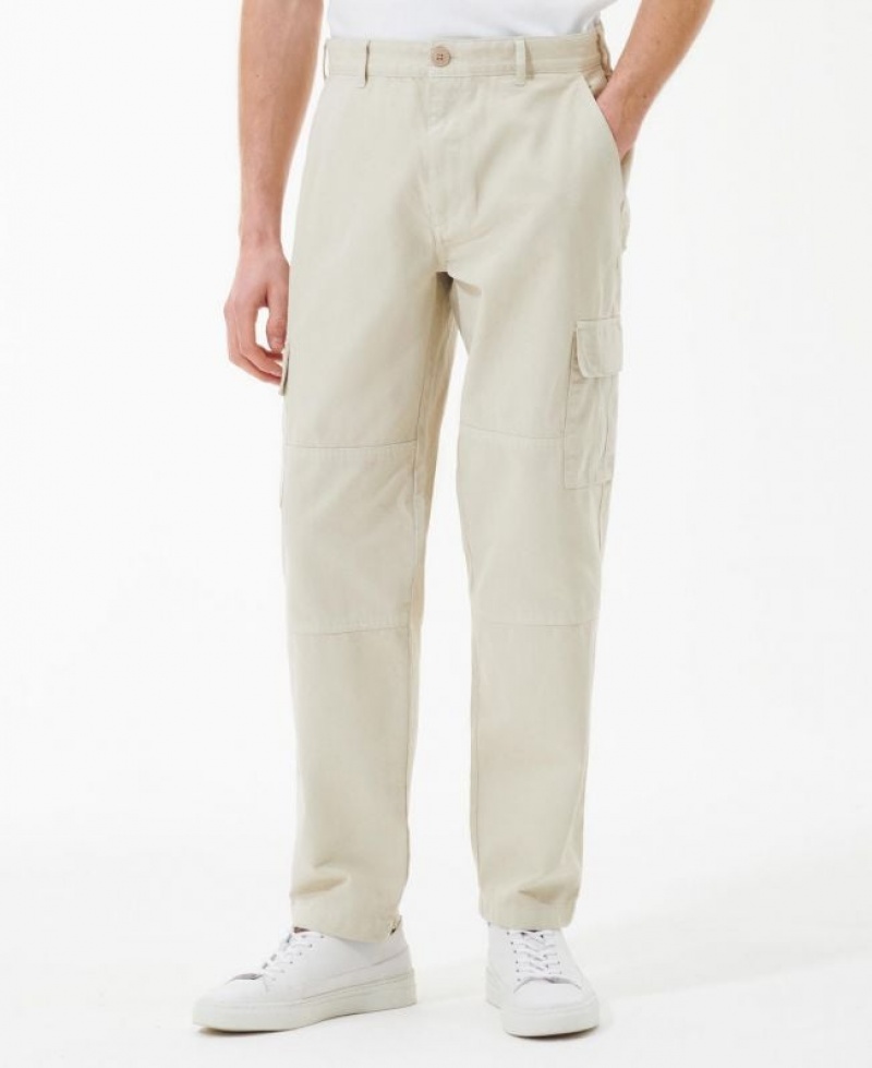 Cream Men Barbour Beacon Finch Cargo Pants | US-0483APLMC