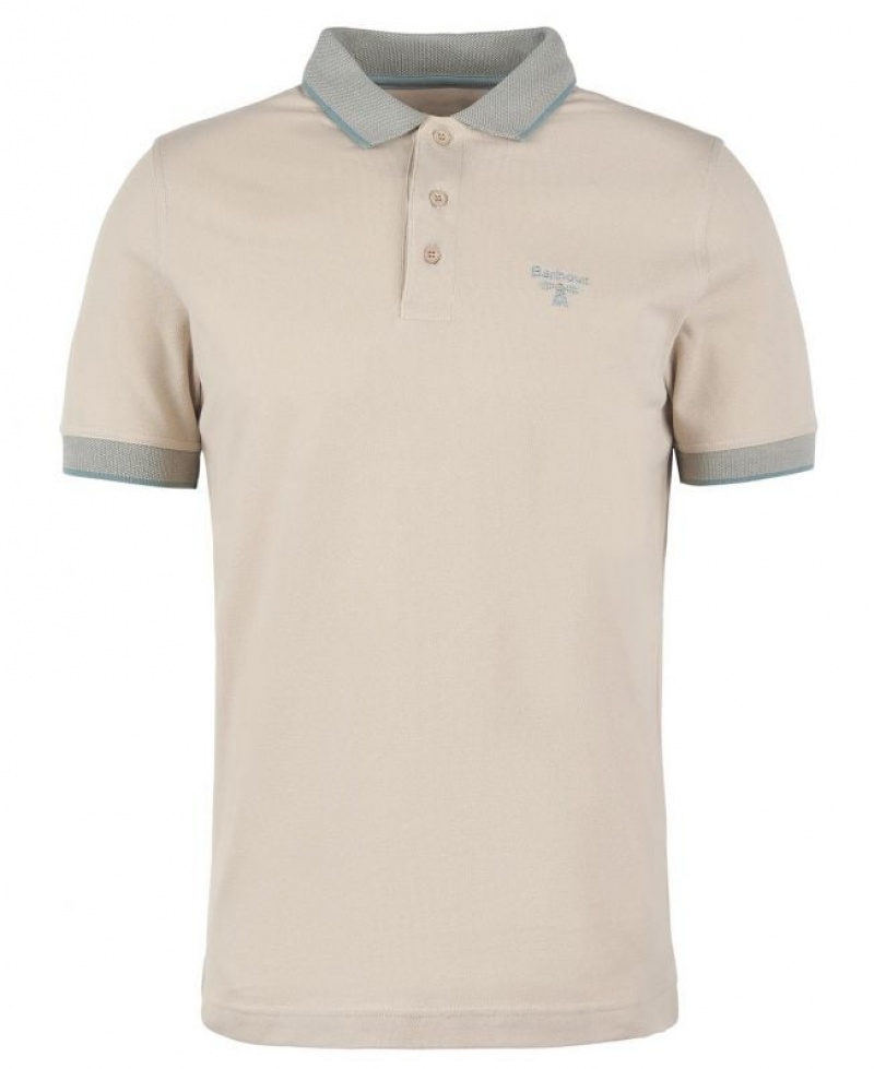 Cream Men Barbour Beacon Moorland Polo Shirt | US-3097CYBAH