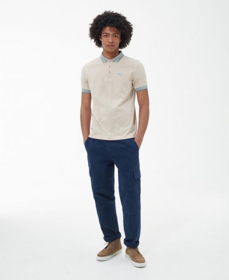 Cream Men Barbour Beacon Moorland Polo Shirt | US-3097CYBAH