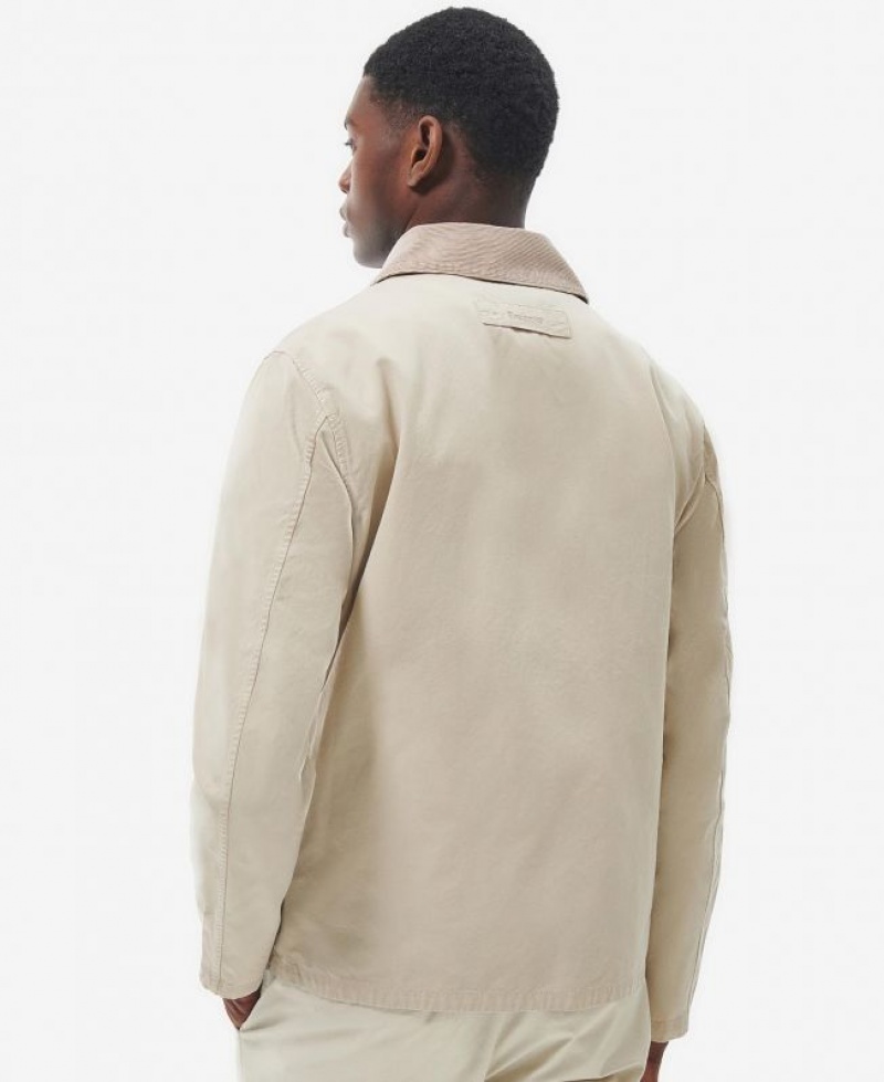 Cream Men Barbour Crimdon Casual Jacket | US-4961KGFMC