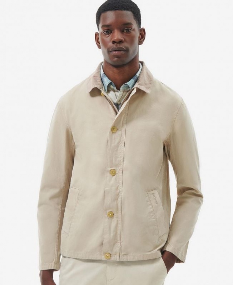 Cream Men Barbour Crimdon Casual Jacket | US-4961KGFMC