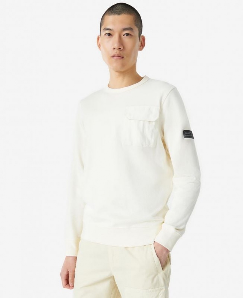 Cream Men Barbour International Banks Sweatshirt | US-5214KRCUX