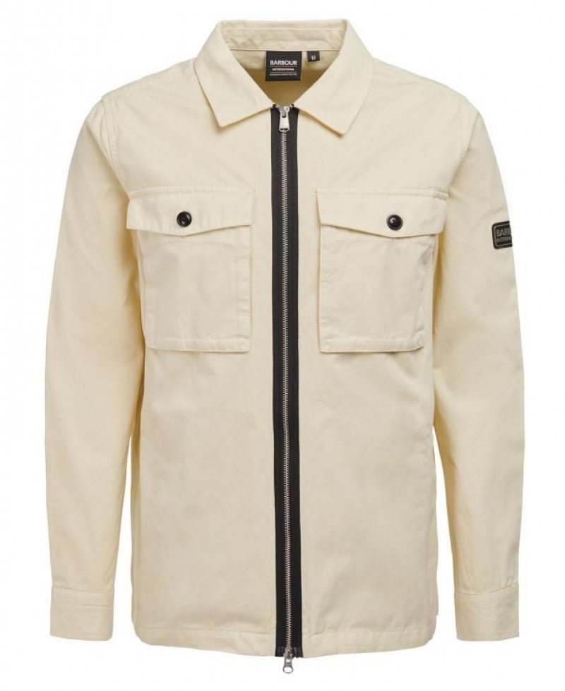 Cream Men Barbour International Cloud Overshirt | US-0163KEIAC