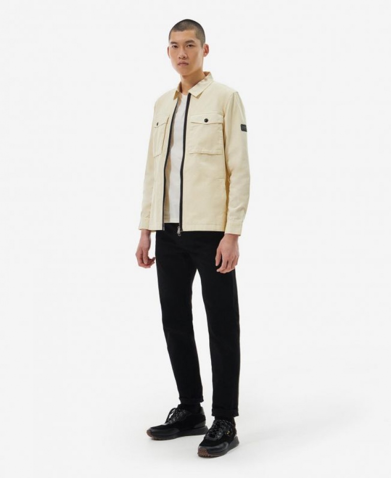 Cream Men Barbour International Cloud Overshirt | US-0163KEIAC