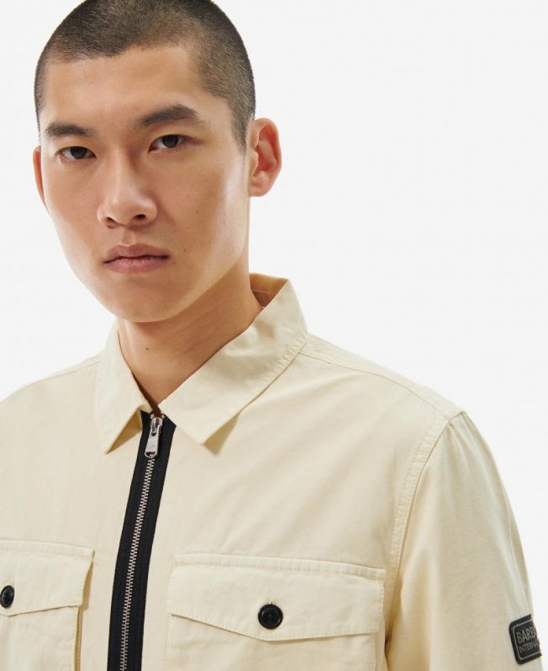 Cream Men Barbour International Cloud Overshirt | US-0163KEIAC